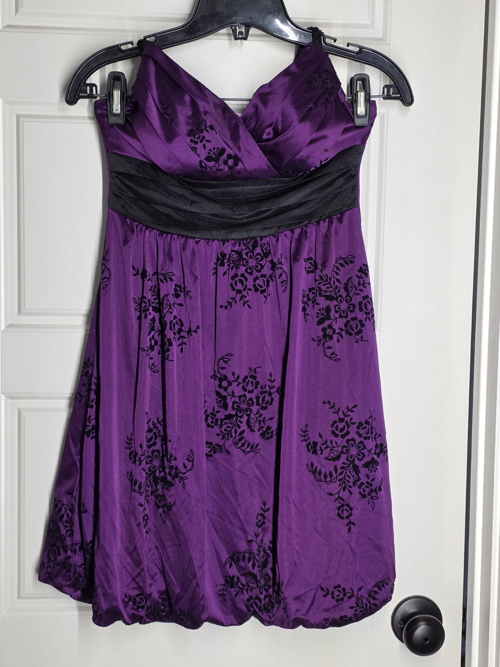 Trixxi Vintage Y2K Purple Black Flocked Floral Cocktail Dress Size S